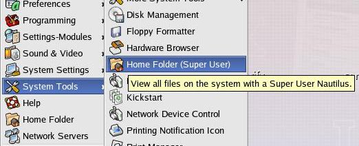 menu GNOME menu item for nautilus-super